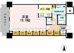 品川シーサイドビュータワー I 25階1Kの間取り