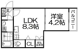 F asecia Mizar 2階1LDKの間取り
