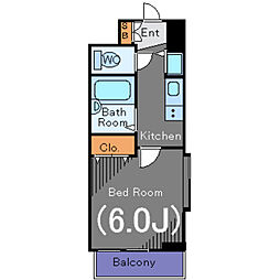 スカイコート原宿 1Kの間取図画像