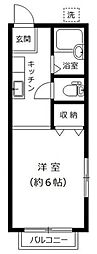 大塚ハイツ 2階1Kの間取り