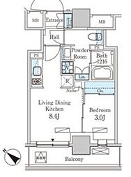 パークアクシス池袋パークフロント 1LDKの間取図画像