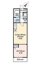 palmier 2階1LDKの間取り