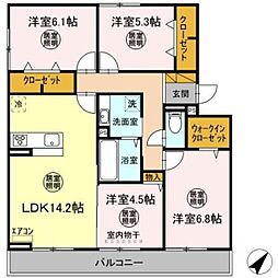 リリー アネラ 3階4LDKの間取り