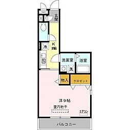 エクレール宮本 3階1Kの間取り
