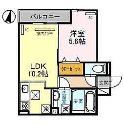 阪急神戸本線 塚口駅 徒歩12分の賃貸アパート 2階1LDKの間取り
