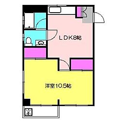 グリーンマンション 1LDKの間取図画像