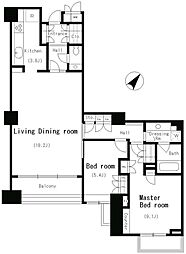 パークアクシス南麻布 2LDKの間取図画像