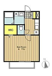 JR横浜線 橋本駅 徒歩10分の賃貸アパート 2階1Kの間取り