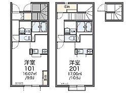 レオネクスト輝 1Kの間取図画像