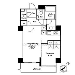 KDX代官山レジデンス 1LDKの間取図画像