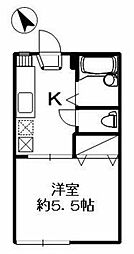 ヒルトップ妙蓮寺 1Kの間取図画像