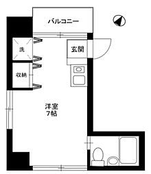 ラ・ルース国立 4階ワンルームの間取り