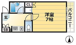 ドミール橘 5階1Kの間取り