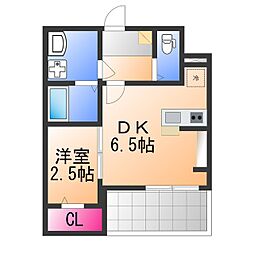 西湊町エヌエム・セント 1DKの間取図画像