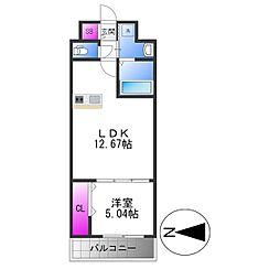 グランパセオサウス 1LDKの間取図画像
