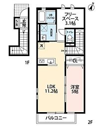 クレール 狭山 2階1SLDKの間取り