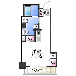 ヴィレッジリバー阿倍野 ワンルームの間取図画像