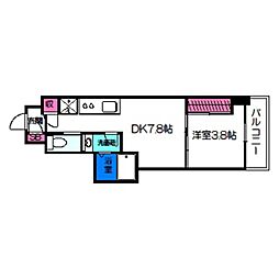 JR関西本線 東部市場前駅 徒歩5分の賃貸マンション 7階1DKの間取り
