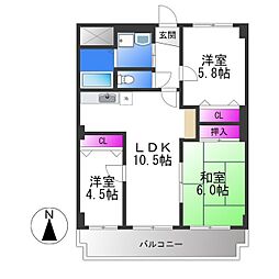 ワカイシビック第一ハイツ 3LDKの間取図画像