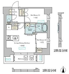Brillia ist 武蔵小杉 2LDKの間取図画像