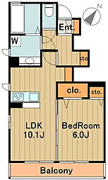 ルミエールA 1LDKの間取図画像