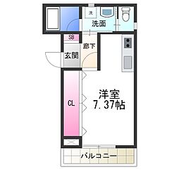 JR阪和線 上野芝駅 徒歩11分の賃貸アパート 3階ワンルームの間取り