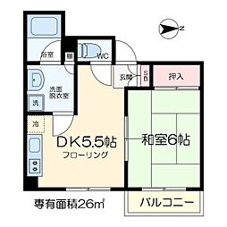 レジデンスこうだ 1階1DKの間取り