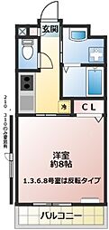 ディオール 1Kの間取図画像