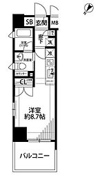 プレール・ドゥーク横浜SOUTHMaisonLoire ワンルームの間取図画像