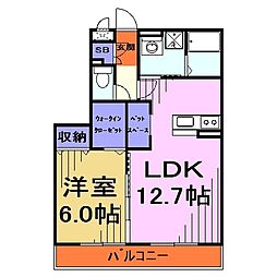 リモージュ新郷 1LDKの間取図画像