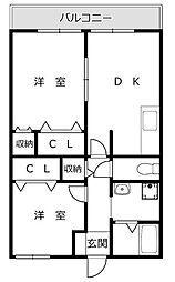 スプリングブリーズ春風 2DKの間取図画像