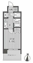 レジディア両国 2階1Kの間取り