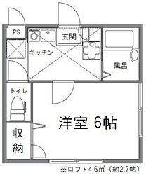 メインシティガーデン アゼリア 2階1Kの間取り
