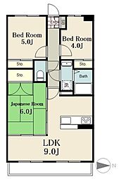 JR横浜線 橋本駅 徒歩8分の賃貸マンション 3階3LDKの間取り