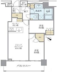 ブリリアザ・タワー東京八重洲アベニュー 2LDKの間取図画像