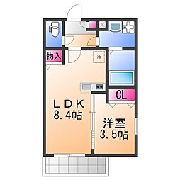 ジーメゾン岸和田ノース 3階1LDKの間取り