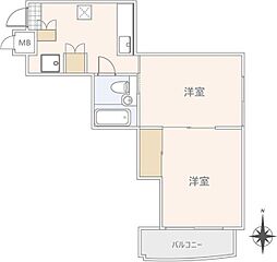 第2グロスクベル 2Kの間取図画像