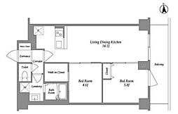 KDXレジデンス上板橋 2階2LDKの間取り