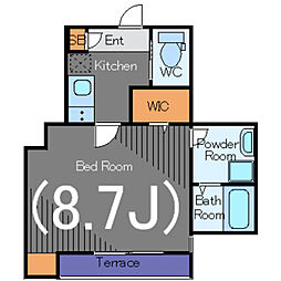 アコード宮坂 1Kの間取図画像