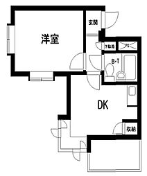 豊島園フラワーハイツ 2階1DKの間取り