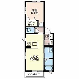 メイベリーン川崎 1LDKの間取図画像