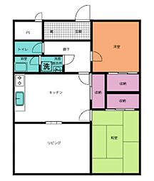 クレベールハイツ 2LDKの間取図画像
