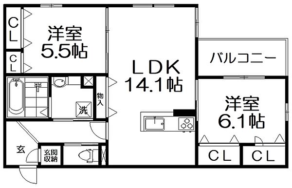 Repos 303｜大阪府枚方市伊加賀西町(賃貸アパート2LDK・3階・63.09㎡)の写真 その2