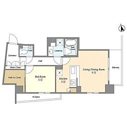 スタイリオ品川大井パークフロント 7階1LDKの間取り