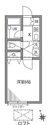 つつじヶ丘ビレッジ 1Kの間取図画像