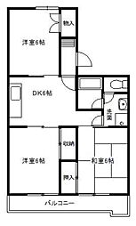 インペリアルコーポ 3階3DKの間取り