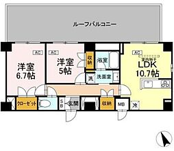 サンジョイアゼロ 5階2LDKの間取り