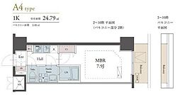 ラグゼナ松戸 1Kの間取図画像
