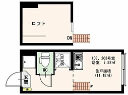 GLANZ 1階ワンルームの間取り