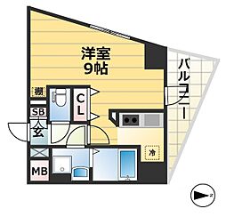 神戸新交通ポートアイランド線 貿易センター駅 徒歩3分の賃貸マンション 12階ワンルームの間取り